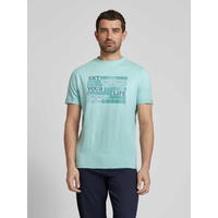 T-Shirt mit Statement-Print, Blau, L