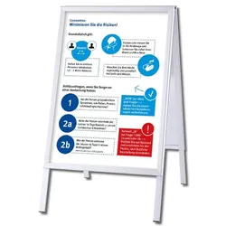 Kundenstopper DIN A1 Gehrung OUTDOOR mit 2 Postern Hygienehinweise