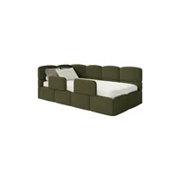 Selsey Jugendbett Cloudy 90 x 200 cm Kiefer Textil olivgrün