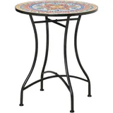 Gartentisch Mosaiktisch Rund Bistrotisch Beistelltisch Mit Mosaikplatte Keramik Metall Rot+blau+weiß Ø60 Cm