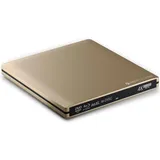 techPulse120 Externes UHD 4k 3D M-Disc BDXL USB 3.0 USB-C Laufwerk Blu-ray Brenner Burner Superdrive Slim BD DVD CD Ultra für Computer Notebook Ultrabook Windows Mac OS Apple iMAC Aluminium Gold