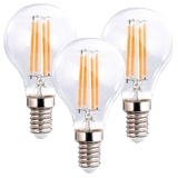 Luminea 3er-Set LED-Filament-Lampen, G45, E14, 470 lm, 4 W, 2700 K, dimmbar, E