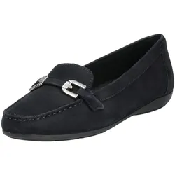Mokassin GEOX "Geox Mokassin Nubukleder", Damen, Gr. 36, blau (dunkelblau), Nubukleder, casual, Schuhe