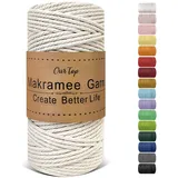 OurTop Premium Makramee Garn Natur, 3mm x 100m Macrame Cord Makramee Schnur Makramee Kordel, Garn für DIY Handwerk, Weben Dekoration, Hängepflanze Pflanze Aufhänger