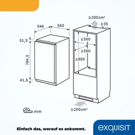 Exquisit EKS131-V-FE-090E Einbaukühlschrank (135 l, 880 mm hoch, Weiß)