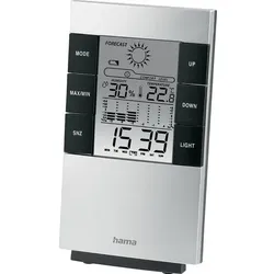 Hama LCD-Thermo-Hygrometer TH-200, digitale Anzeige von Temperatur, Luftfeuchtigkeit, Uhrzeit, Wochentag, Datum, Temperaturverlauf un