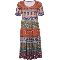 Viskose-Mix-Kleid, Muster orange, 40
