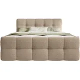 luxusbetten24 Boxspringbett Cozy Bouclé mit Stauraum 140x200 Sand - Beige
