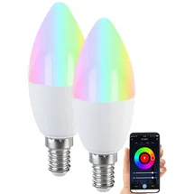 Luminea Home Control 2er-Set LED-Kerzen E14, RGB-CCT, 5 W, 470 lm, ZigBee-kompatibel
