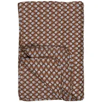 Ib laursen Quilt dunkelbraun-blau mit Blumenmuster 180 x 130
