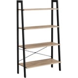 VASAGLE Regal, Bücherregal mit 4 Ebenen, Leiterregal, Standregal, für Wohnzimmer, Schlafzimmer, Küche, Homeoffice, Industrie-Design, Stahlrahmen, Kamelbraun-schwarz LLS144B50