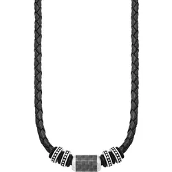 s.Oliver Herren Halskette 2026107 Leder Edelstahl Carbonbeads