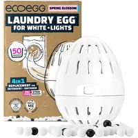 Ecoegg Wäscheei für Weißes + Lichter, 4-in-1-Ersatz für Waschmittel, Weichspüler, Oxi Power + Fleckenentferner, nicht biologisch, empfindliche Haut, 50 Wäschen, Frühlingsblütenei, Parabenfrei