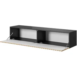 Selsey - Tv-schrank Telire - 140 cm - Schwarz Mit Handwerklicher Eichen-lamellenfront