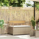 Möbel Gartenbank mit Stauraum und Kissen Beige Poly Rattan - Gartenbänke CC4868 - Beige