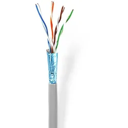Nedis Netzwerk-Kabel Rollen - CAT5e - Solid - F/UTP - Kupfer - 100.0 m - Innenbereich - Rund - PVC - Grau - Kartonverpackung