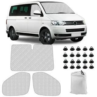 Sonnenschutz Auto Frontscheibe Ersatz für VW T5 T6, 3PCS Sonnenschutz Windschutzscheiben Schutz Set, Internes Thermomatte Set mit Aufbewahrungstasche, 100% Okklusion