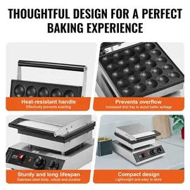 Vevor Mini-Pfannkuchenmaker kommerzielle Dutch Mini Pfannkuchen Maschine, 25 Stk., 43 mm Durchmesser, Dorayaki-Backmaschine, 1700 W, Temperatur- und Zeitregelung, in Küchen, Cafés und Restaurants