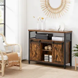 VASAGLE Sideboard 100 x 80 x 33 cm Braun/Schwarz