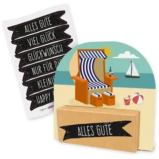 itenga Geschenkbox itenga Geldgeschenkverpackung Strandkorb Urlaub Meer Sand (Motiv 42)