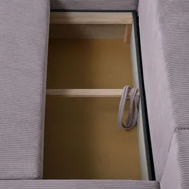 beautysofa Ecksofa Benny U-Form mit Schlaffunktion & Bettkasten & Ottomane – POSO 27 Rosa – Modernes Polstersofa - Rosa