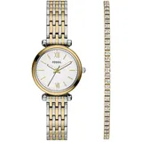 Fossil Damen Analog Quarz Uhr mit Edelstahl Armband ES5450SET