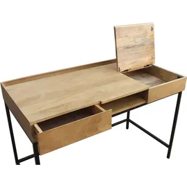 miliboo Schreibtisch Industrie-Stil Mangobaum Braun