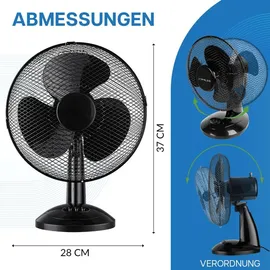 u-smiler 28 cm Tischventilator Schwarz