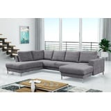 Küchen-Preisbombe Modernes Sofa Couch Ecksofa Eckcouch Wohnlandschaft hellgrau Silvio XXL II