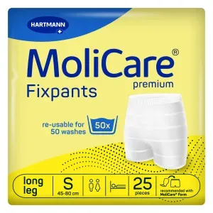 MoliCare® Premium Fixpants Fixierhosen, Fixierhöschen mit verlängertem Beinansatz für sicheren Halt der Vorlage, 1 Beutel = 25 Stück, Größe: S