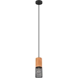 Design Hänge Leuchte Holz Decken Pendel Lampe schwarz-matt Käfig Design Ess Zimmer Beleuchtung