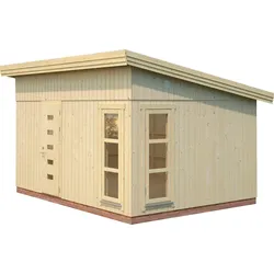 Gartenhaus PALMAKO "Nordic Haus Etta", beige (naturbelassen), Fußboden im Gartenhaus, ohne Dacheindeckung, Holz, Gartenhäuser, inklusive Fußboden