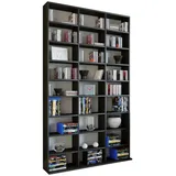 VCM Holz CD DVD Standregal Bücherregal Megosa Maxi schwarz