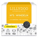 LILLYDOO hautfreundliche Windeln Gr. 5 (11-16 kg), Monatsbox (152 Windeln) (FSC-Mix)