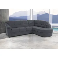 Ecksofa SIT & MORE "Savoni L-Form" Sofas Gr. B/H/T: 267cm x 90cm x 206cm, Luxus-Microfaser ALTARA NUBUCK, Ottomane rechts, ohne Bettfunktion, grau (dunkelgrau) wahlweise mit Bettfunktion