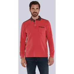 engbers Herren Langarm-Shirt mit Polo-Kragen rot regular gemustert Kent-Kragen - XL
