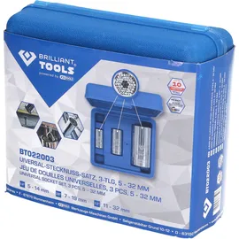 BRILLIANT TOOLS Universal-Stecknuss-Satz 3-tlg. 5 - 32 mm