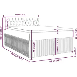 vidaXL Boxspringbett mit Matratze Dunkelgrau 140x200 cm Samt