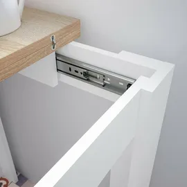 Dmora Ausziehbarer Tisch Dkuavit, Klappbarer Esstisch mit Buchöffnung, Klappbarer Hilfstisch, 67x67/135h79 cm, Weiß und Eiche - Weiß