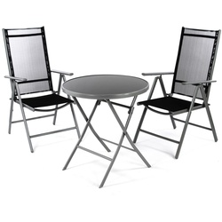 VCM 3-tlg. Gartenmöbelset   Gartengarnitur   Klapptisch   Stapelstühle   Schwarz   Garten-Set