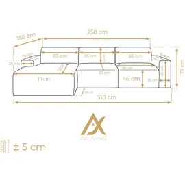 ax living Eckcouch Polyester 310 cm L Grün