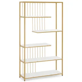 Barberpub 5177 Bücherregal 5 Ebenen 80 x 30 x 180 gold, weiß
