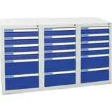 Stumpf Schubladenschrank Serie ESTA, 18 Schubladen enzianblau (12x100, 6x200mm)