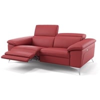 Sofanella 2-Sitzer Leder Stella, Relaxsofa, Designsofa, Designer Couch, Italienisches Sofa, 2er Sofa rot