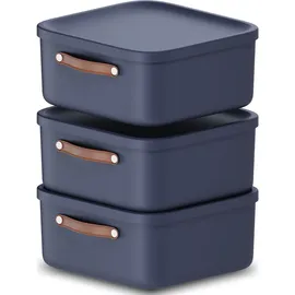 Rotho Maloja Aufbewahrungsbox 39,5 x 38,0 x 17,7 cm 3-tlg. blau