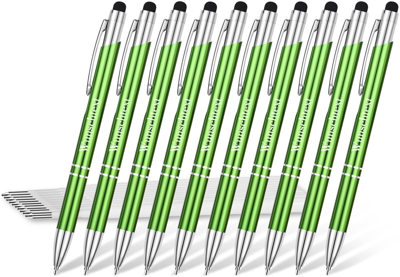 Eingabestift Kugelschreiber mit Gravur, OXYEFEI 2 in 1 Personalisiert Stylus Stifte mit Wunschtext Hochempfindlich für Touch Screens Gerte Smartphones (Green)