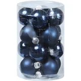 MARELIDA Christbaumkugel Weihnachtskugel Glas D: 3,5cm glänzend matt blau 16St.