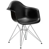 Vitra Stuhl Eames Plastic Armchair RE 83x63x59 cm tiefschwarz silber, Gestell: verchromt, Designer Charles & Ray Eames
