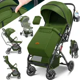 Kidiz KIDIZ® Kinderwagen Kinderbuggy klappbar Liegebuggy Sportwagen Faltbar 360° Räder 5-Punkt Gurt Inkl. Fußsack, Getränkehalter, Regenabdeckung & Moskitonetz verstellbare Rückenlehne &