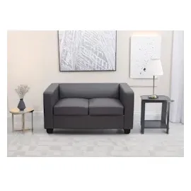 Mendler 2er Sofa Couch Loungesofa Lille ~ Kunstleder, dunkelgrau